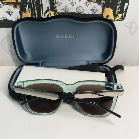 ✨ Brand New Gucci GG0976S 002 Sunglasses – Green Mint with Brown Lenses ✨ - Picture 11 of 12